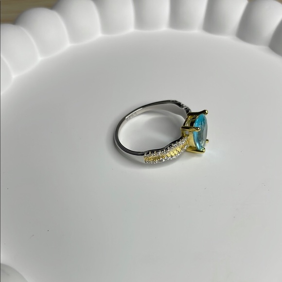 S925 Elegant Blue and Silver Ring aquamarine - Picture 8 of 8